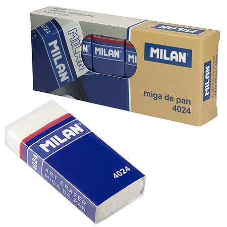 картинка Ластик " Milan " 50*23*90мм, белый, каучуковый, картонный держатель