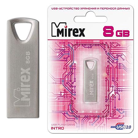 картинка Флеш-диск " Mirex " 8GB Intro серебристый USB 2.0