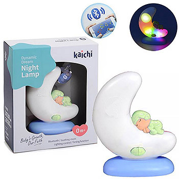 картинка Ночник с датчиком освещенности " Kaichi " 11*15,5*3см, голубой, таймер работы, подключение к телефону через bluetooth, батарейки в комплект не входят, картонная коробка 19,5*24*6,5см