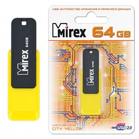 картинка Флеш-диск " Mirex " 64GB City желтый USB 2.0