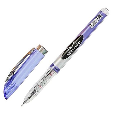 картинка Ручка шариковая " Flair " Writo-Meter синяя 0,6мм, толщина письма 0,3мм, 10км продолжительность линии письма, игольчатый пишущий узел, шкала на стержне, цветной корпус, картонная упаковка