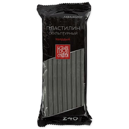 картинка Пластилин " Изостудия " скульптурный 240г №6 серый, твердый, индивидуальная упаковка