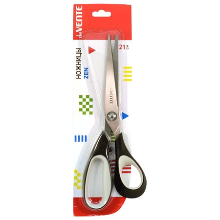 картинка Ножницы " deVente " Zen 21см металлические, пластиковые ручки с резиновыми вставками, черные с серым, картонная упаковка, европодвес