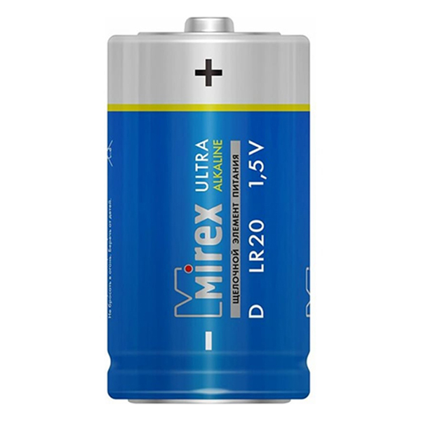 картинка Батарейка " Mirex " LR20 алкалиновая, термоусадка