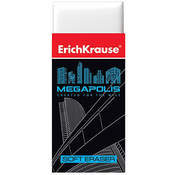 картинка Ластик " Erich Krause " Megapolis 51*22*13мм, белый, из термопластичной резины