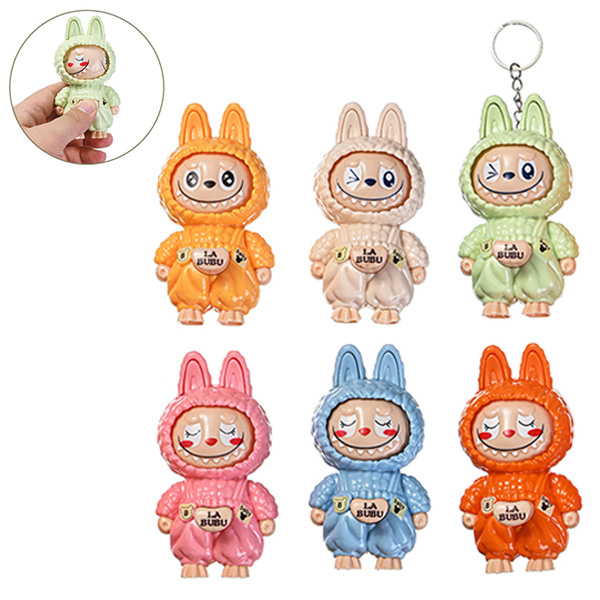 картинка Брелок " Mazari " Лабубу, 10см, пластиковый, металлическое кольцо, 6 цветов, (без возможности выбора цвета), пакет