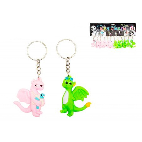 картинка Брелок для ключей  " Tukzar " Дракончик, ассорти, резина, с петлей, металлическое кольцо, пакет, европодвес