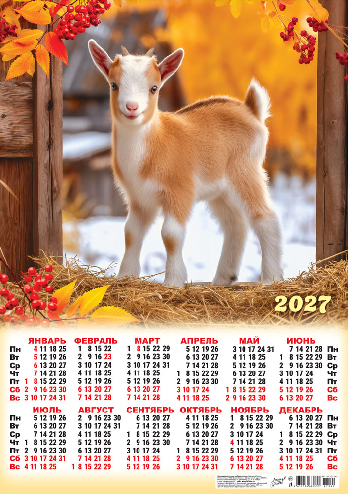 картинка Календарь Плакат А2 (2027) Символ года. Уютный год (фото)