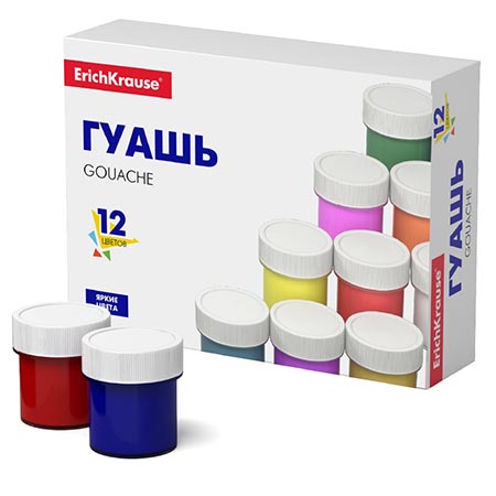 картинка Гуашь " Erich Krause " Basic 12цв*17мл, картонная упаковка