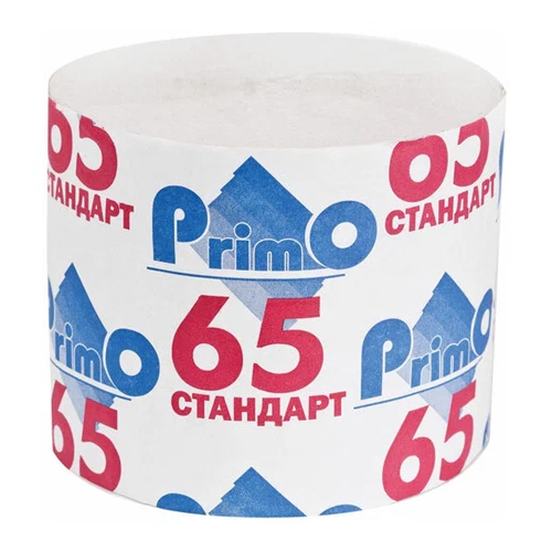 картинка Бумага туалетная 1-слойная " Primo 65 " 1 рулон, 65м, серая, вторичная целлюлоза, h=85мм, d=110мм