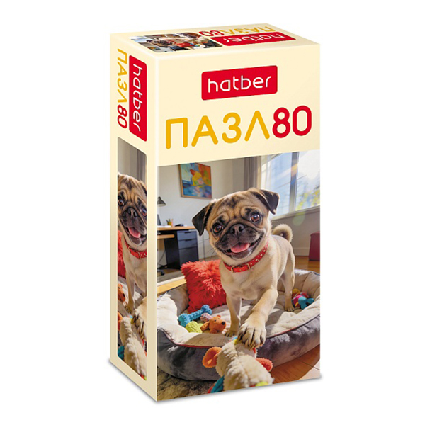 картинка Пазлы " Hatber "  80элементов Собака-улыбака 16,5*23см, картонная упаковка