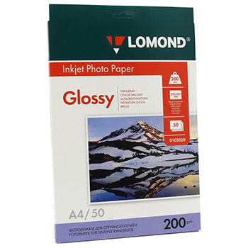 картинка Фотобумага " Lomond " А4 200г/м 50л глянцевая односторонняя