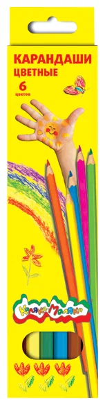 картинка Карандаши 6цв цветные деревянные шестигранные " Каляка-Маляка " 4М картонная упаковка, европодвес