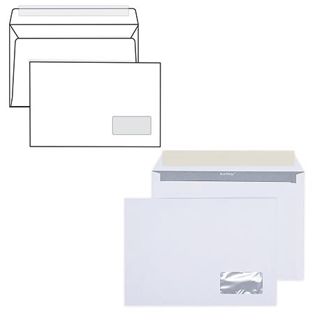 картинка Конверт почтовый С5 229*162мм с окном, отрывная полоса