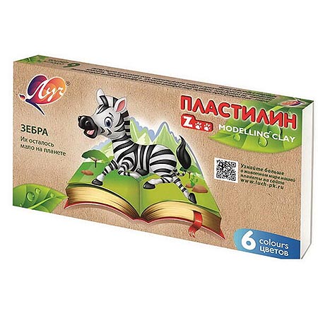 картинка Пластилин " Луч " ZOO 6цв, 90гр, картонная упаковка