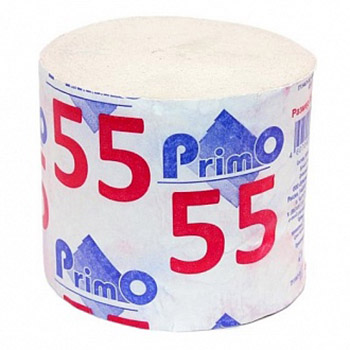 картинка Бумага туалетная 1-слойная " Primo 55 " 1 рулон, 50м, серая, вторичная целлюлоза, h=85мм, d=95мм