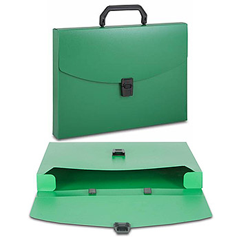 картинка Портфель " Бюрократ " А4 1 отделение зеленый, пластик 0,7мм