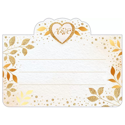 картинка Банкетная карточка свадебная " Открытая планета " 150 Золотые ветви на белом, 106*128мм, фольга золотая