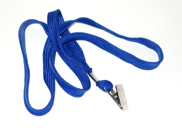 картинка Лента для бейджа длина 43см с мет прищепкой, синяя