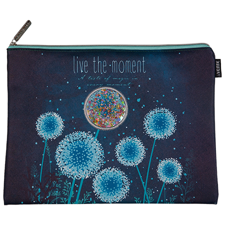 картинка Папка " deVente " А4 (255*345*10мм) молния сверху Dandelions, с ручкой, с декоративным элементом с конфетти, фактурная искусственная кожа