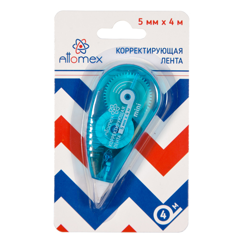 картинка Корректирующая лента " Attomex " 5мм*4м, регулировка натяжения ленты, картонный блистер, европодвес