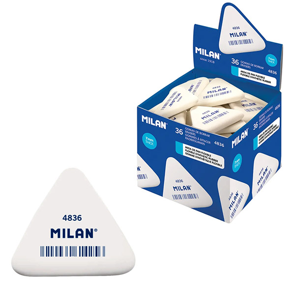 картинка Ластик " Milan " 50*44*7мм, белый, каучуковый, треугольный