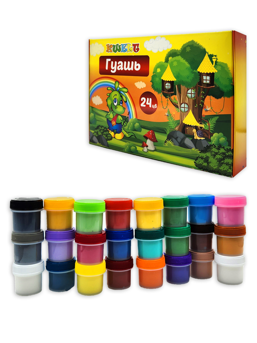 картинка Гуашь " KWELT " Динозаврики 24цв*10мл картонная упаковка