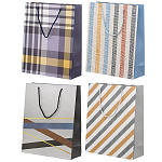 Пакет бумажный " Basir " 28*32*10см Полоска, ассорти (без возможности выбора дизайна), ламинированный