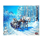 Картина алмазная " Mazari " Новогодняя- 20*25см Тройка в зимнем лесу, состав набора: холст, стразы, стилус, желеобразный клей, лоток, частичная выкладка, в термоусадочной пленке