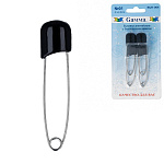 Булавки английские " Gamma " 4шт 53мм черные, с безопасным замком, картонный блистер, европодвес