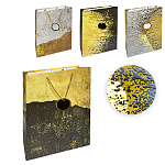 Пакет бумажный " KWELT " 26*32*10см Molten gold, ассорти (без возможности выбора дизайна), ламинированный, тиснение фольгой