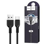Кабель сетевой USB - Type-C " Hoco " X20 черный, круглый, 1м, 3A, силикон
