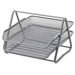 Лоток " KWELT " горизонтальный, 2 отделения, 29,3*35*20см, металлический, сетчатый, серебро