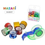 Декоративная клейкая лента " Mazari " 1м*1,2см, 7шт с блесками+ диспенсер для ленты, цвет микс (без возможности выбора цвета), ПВХ-упаковка