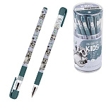 Ручка шариковая " Bruno Visconti " MagicWrite.Kids.Енот, синяя 0,5мм, толщина письма 0,38мм, пластиковый корпус, покрытие soft-touch, цвета корпуса - сиреневый с рисунком, резиновый держатель, металлический наконечник, сменный стержень, колпачок с клипом,