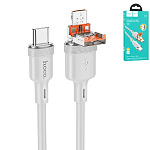 Кабель сетевой USB, Type-C - Type-C " Hoco " U131 Afortunado серый, 1,2м, 3А, 60Вт