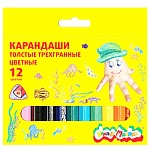 Карандаши цветные деревянные мини утолщенные Джамбо 12цв " Каляка-Маляка " 4М трехгранные, картонная упаковка, европодвес