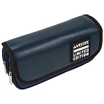 Пенал " deVente " 2 отделения 20,5*9,5*7см, Limited Edition. Uno Navy, прямоугольный, на молнии, искусственная кожа, ПВХ, наружный карман, с верхней створкой на липучке, аппликация, темно-синий