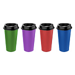 Стакан-тамблер для кофе " Wowbottles " 400мл, пластик, однотонный, ассорти (без возможности выбора дизайна)