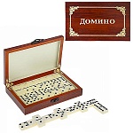 Игра настольная " KWELT " Домино пластиковое, деревянная коробка 20,5*12,5*4см, пакет