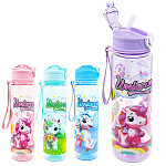 Бутылка для воды " KWELT " 750мл, Unicorn, трубочка, пластик, ассорти (без возможности выбора дизайна), крышка-защелка, петелька для переноски