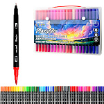 Набор аквамаркеров " Mazari " Maestro 60 цветов двусторонние, кистевидный/капиллярный наконечник, акварельные, ПВХ упаковка, европодвес