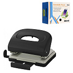 Дырокол на 16л " KW-trio " пластиковый, встроенная линейка, черный