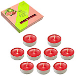 Свеча чайная ароматизированная " РСМ " 9шт Гуава клубника, 39*12,5мм, время горения 3-4часа, картонная упаковка