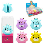 Точилка " KWELT " пластиковая с покрытием soft-touch Giraffe 1 отверстие, цвет ассорти, индивидуальная пластиковая упаковка, европодвес, дисплей