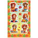 Наклейка " Мир открыток " 0-11 А6 Девочки и осенний урожай, 98*159мм