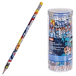 Карандаш ч/гр " Hatber " Punk НВ с ластиком, круглый, деревянный, ассорти, заточенный, в пластиковой тубе