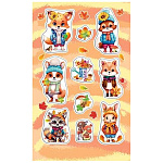 Наклейка " Мир открыток " 0-11 А6 Зверята и осенние листья, 98*159мм