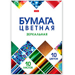 Бумага цветная А4 зеркальная 10л 10цв " Hatber " Мозаика, обложка- мелованный картон, в папке