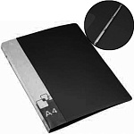 Папка 4 кольца " Бюрократ " А4 18мм черная, пластик 0,7мм, бумажная вставка во внешний кармашек